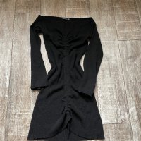 Нова елегантна ежедневна акрил  черна еластична фабрично плетиво плетка  рокля рипс , снимка 6 - Рокли - 43401169