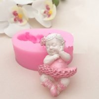 3D бебе момиче в туту пачка пола балерина силиконов молд форма фондан гипс декор пита, снимка 1 - Форми - 38107990