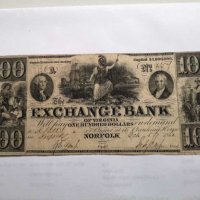 RARE $ 100 DOLLARS 1862 EXCHANGE BANK VIRGINIA , снимка 1 - Нумизматика и бонистика - 28154830