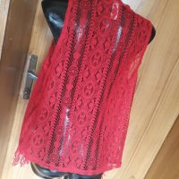 Червено декоративно елече - елек от дантела и ресни С, снимка 4 - Елеци - 32888713
