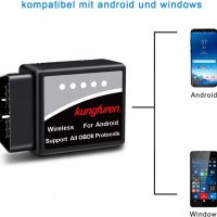 Kungfuren OBD2 Bluetooth скенер, Auto Code Reader за Android, Windows, снимка 3 - Аксесоари и консумативи - 40092246