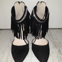 Нови обувки с ресни и камъчета, снимка 4 - Дамски обувки на ток - 27891517