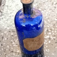 Уникално старо шише,син кобалт,канелево масло, снимка 9 - Антикварни и старинни предмети - 35625863