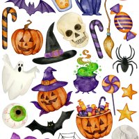 Скрапбук стикери за декорация планер halloween хелоуин самозалепващ лист А5 - различни видове, снимка 2 - Други - 38086615