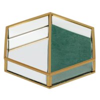 Стъклен органайзер за бижута от зелено кадифе с огледало 17,5x17,5x3 см, снимка 3 - Подаръци за жени - 44068218