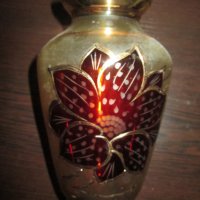 Много красива Кристална ваза ,ръчно рисувана със злато,16см., снимка 9 - Вази - 34837731