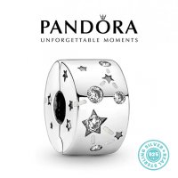 Талисман Pandora Пандора сребро 925 Star Clips. Колекция Amélie, снимка 1 - Гривни - 39936883