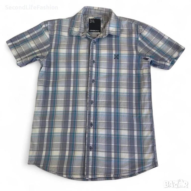 Мъжка карирана риза с къс ръкав Oxbow синя размер S, снимка 1