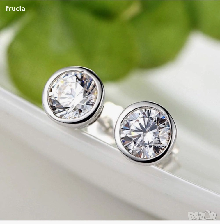 Сребърни Обеци с Кристали, снимка 1