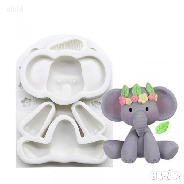 Слон слонче на части силиконов молд форма украса торта фондан шоколад гипс, снимка 1
