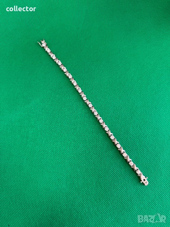 Дизайнерска сребърна гривна с 18 циркона. №7754, снимка 1