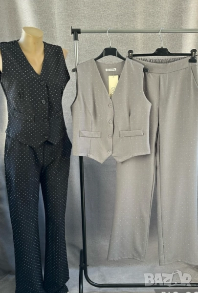  ⭐️Ефектен дамски комплект “Глория” обсипан с камъни ⭐️ елек и панталон, снимка 1