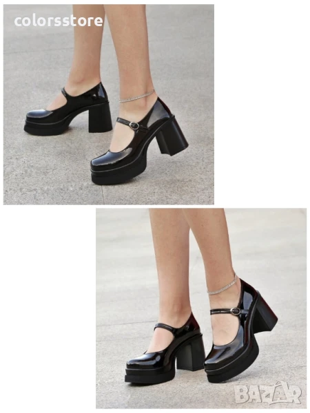 Обувки на ток - черен лак - SDF90 , снимка 1