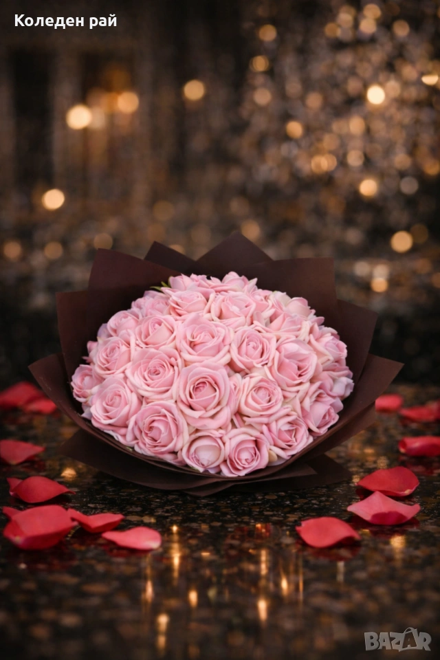 Букет от 24 вечни розови рози, снимка 1