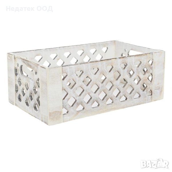  Дървена кошница, перфорирана, бяла, 28x17x11.5см, снимка 1
