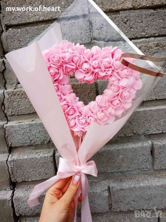 Нежно сърце с вечни рози, снимка 1