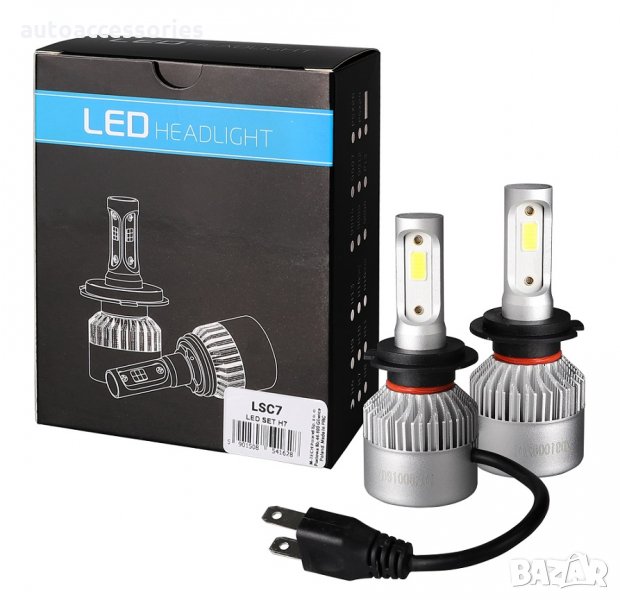 3000051275 Комплект LED Лед Диодни Крушки за фар M-TECH H7 - 80W 10000 Lm, 150 % по-ярка светлина, снимка 1