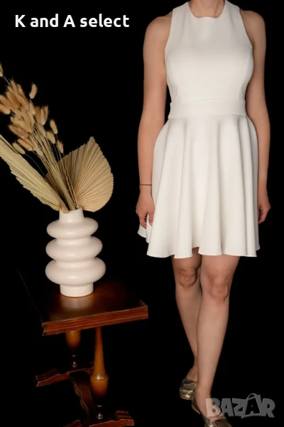 Рокля с гол гръб и панделка – Бяла, снимка 1
