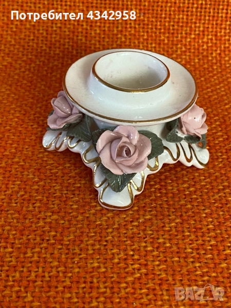 Alka. Germany.1950 г.Винтидж свещник с рози., снимка 1