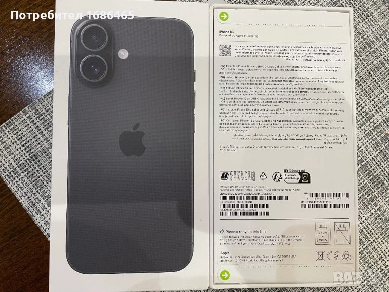 Нов iphone 16 128GB черен, снимка 1