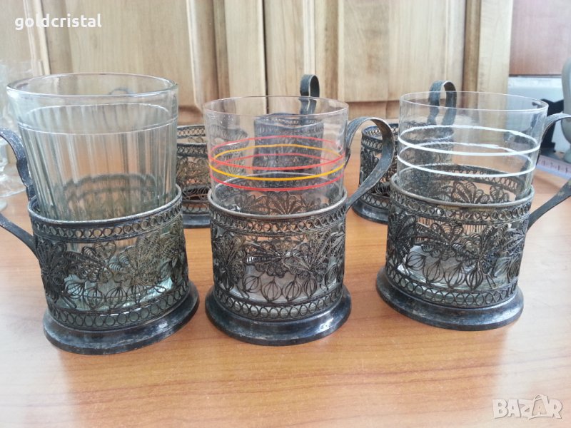Руски стакани подстакани мнц филигран, снимка 1