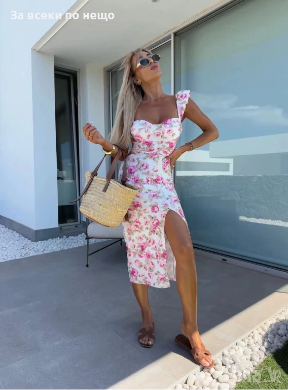 Black Weekend💯✅🖤 Дамска Лятна Рокля С Флорални Мотиви Код A1204, снимка 1