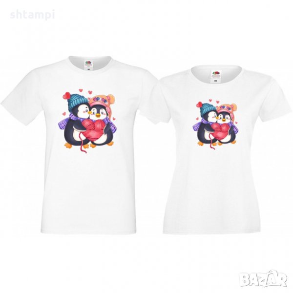 Комплект тениски за влюбени Влюбени пингвини, снимка 1