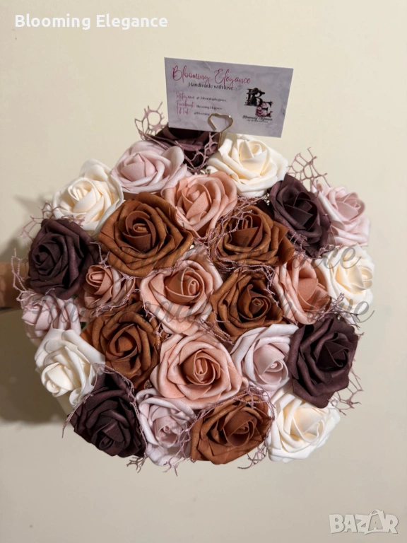 Ръчно изработен букет от 25 рози, снимка 1