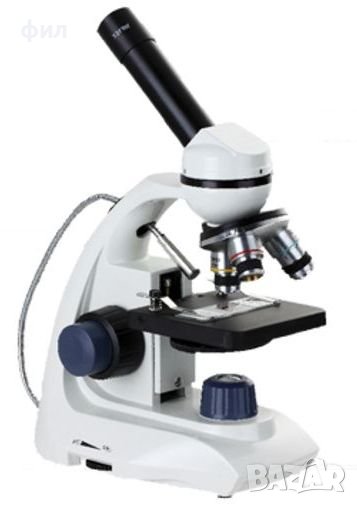 Mонокулярен микроскоп с увеличение до 1000x с осветление, снимка 1