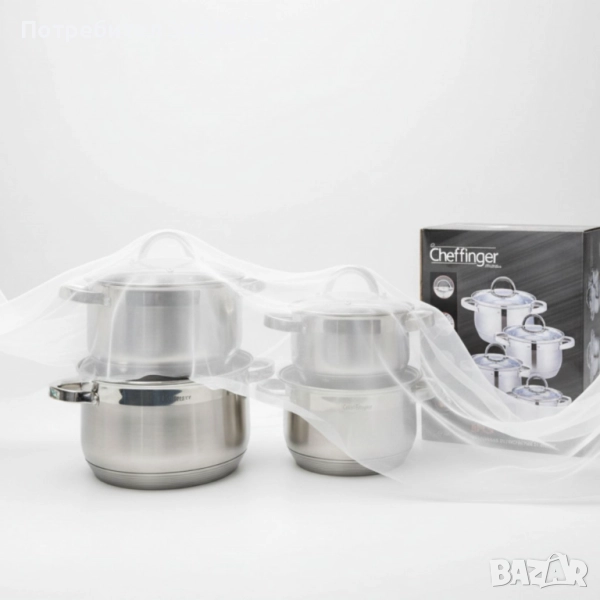 Комплект тенджери Cheffinger 8PCS – професионално качество у дома, снимка 1