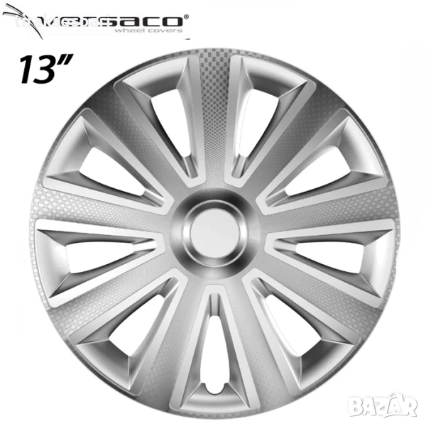 4 Броя Сиви Тасове за джанти 13'' Карбон Versaco Carbon Aviator 13 инч, снимка 1