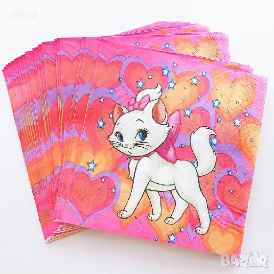 Коте Мари Marie 10 парти салфетки за рожден ден, снимка 1