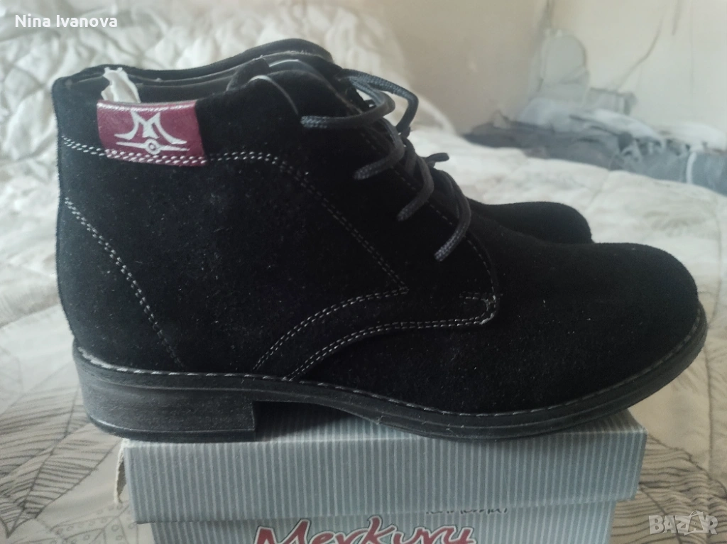 Дамски кларкове от естествен велур черен цвят, снимка 1