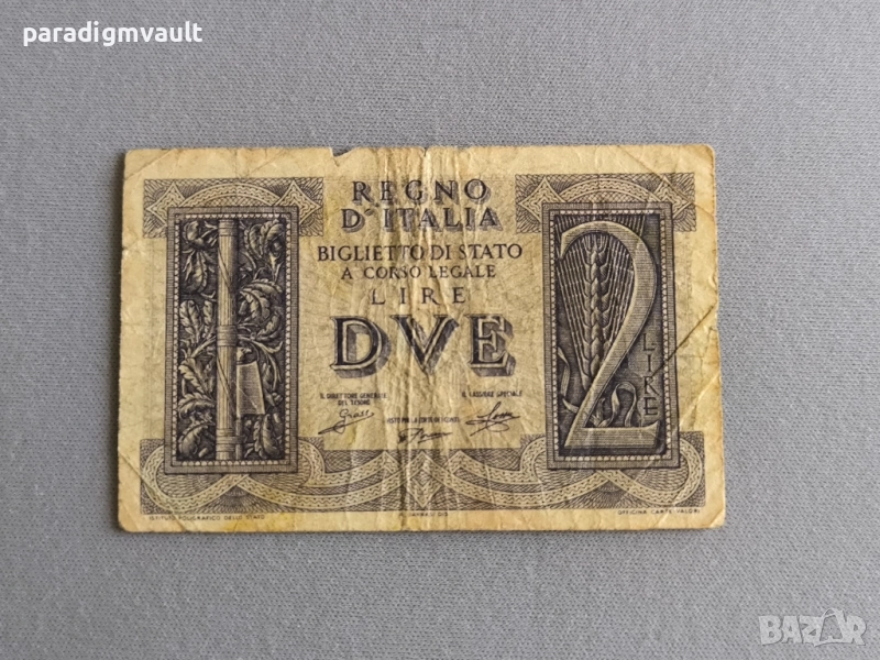 Банкнота - Италия - 2 лири | 1939г., снимка 1