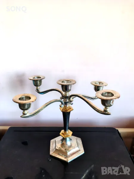 Страхотен Посребрен Свещник, снимка 1