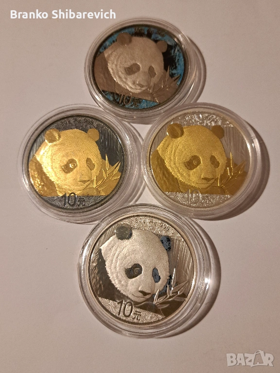 Ексклузивна колекция от 4бр.сребърна панда 2018г., снимка 1