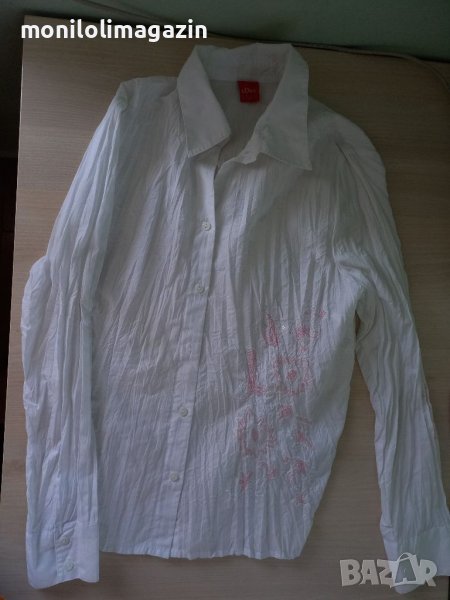 Бяла риза с Розова бродерия, гръдна обиколка 49см., снимка 1