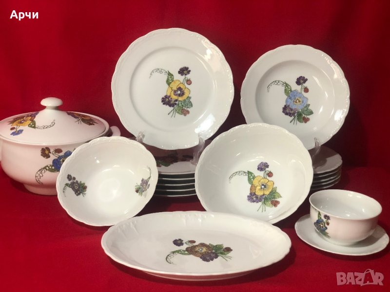 Баварски ръчно рисуван сервиз за хранене, снимка 1