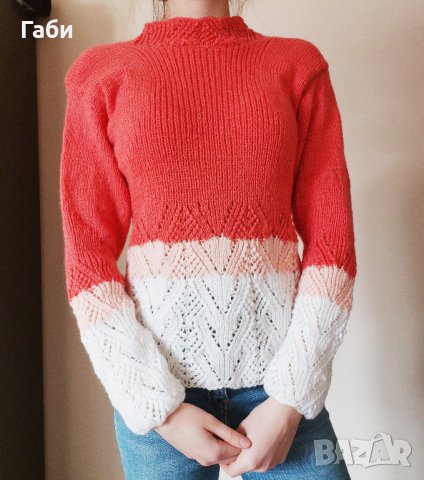 Ръчно плетена блуза в три цвята, снимка 4 - Блузи с дълъг ръкав и пуловери - 22696937