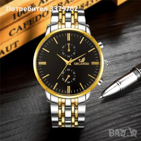 Кварцов мъжки елегантен часовник ORLANDO Златист/Сребрист, снимка 2 - Други - 42932587