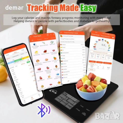 Цифрова кухненска везна, интелигентна хранителна везна с приложение, снимка 3 - Други - 51721656