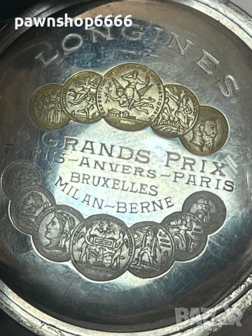 Продавам антикварен джобен часовник Longines (1916-1917 г.) – сребро 0.800, ръчно рисуван циферблат, снимка 15 - Мъжки - 51532682