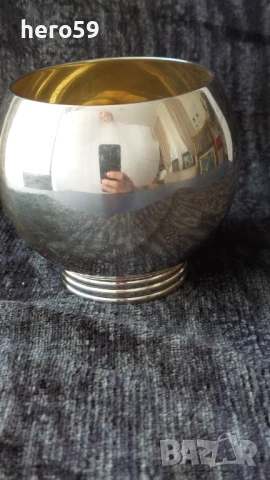 Дизайнерска фирмена сребърна чаша сребро 925 фирма- BVLGARI, снимка 1