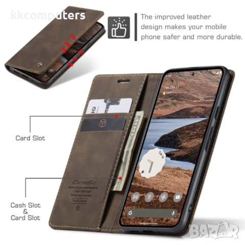 Google Pixel 9 Pro XL Wallet Кожен Калъф и Протектор, снимка 7 - Калъфи, кейсове - 53097831