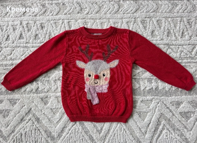 Коледен пуловер за бебе, снимка 3 - Бебешки блузки - 52315775