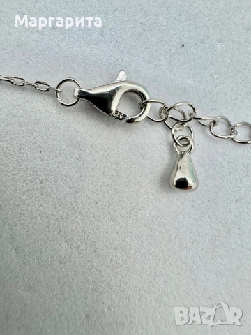 Сребърно колие с мойсанит (диамант) 1 карат, снимка 5 - Колиета, медальони, синджири - 53306139