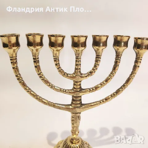 Месингов менора свещник, снимка 3 - Декорация за дома - 49100878