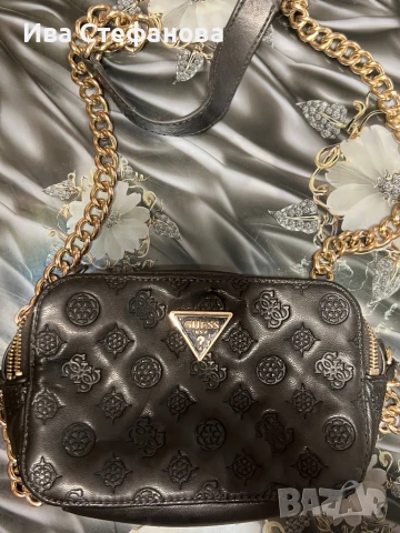 Уникална оригинална моркова черна чанта Guess, снимка 11 - Чанти - 47319974