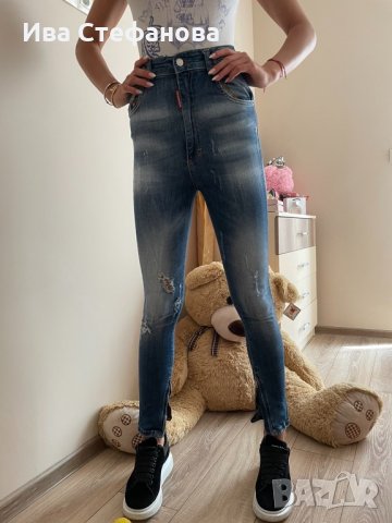 Еластични с висока талия страхотни изчистени дънки Dsquared2 , снимка 9 - Дънки - 33022790