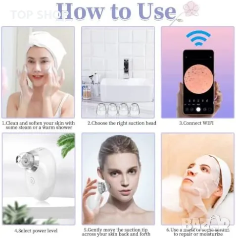 Нов смарт Вакуум уред отстраняване на черни точки пори с камера за лице, снимка 4 - Тримери - 49498204